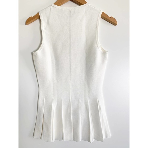 Theory Pleated Peplum Sleeveless Sweater, Eggshell - Picture 8 of 11
